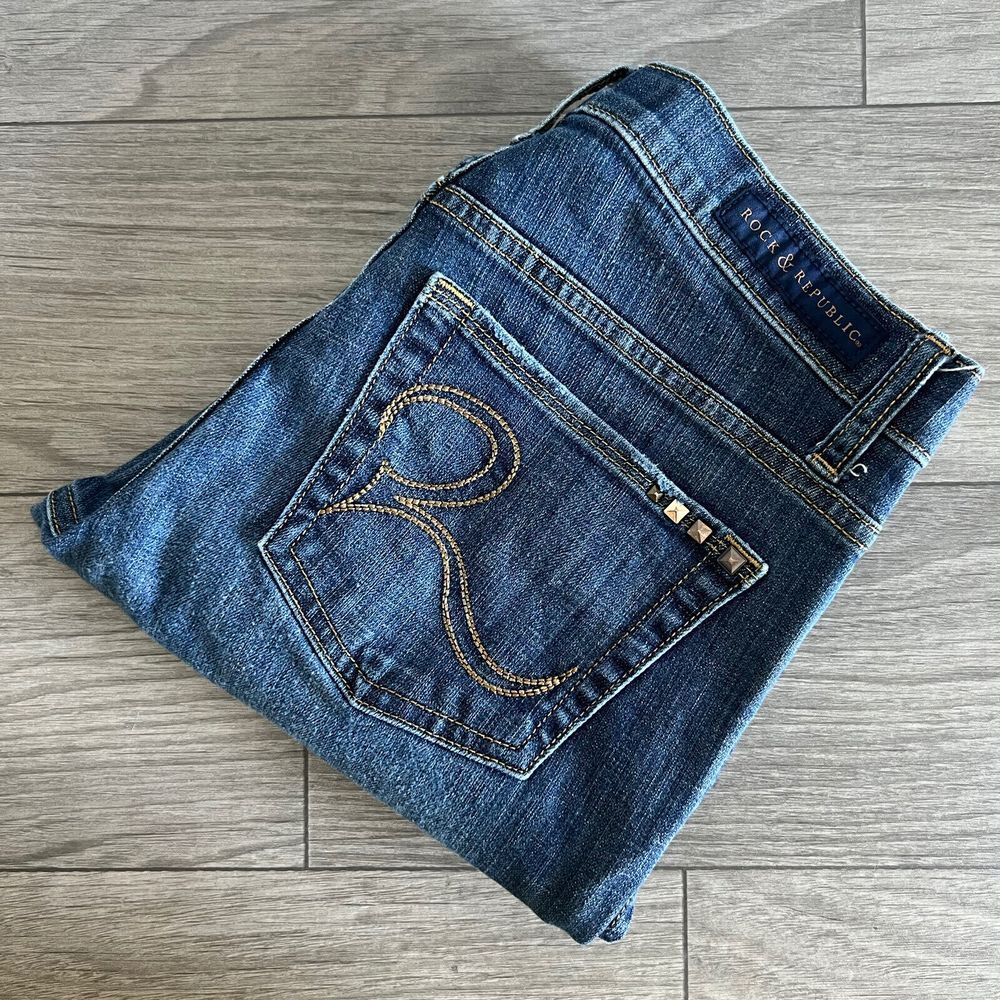 Rock‎ And Republic Womens Sadie Medium Wash Straight Leg Denim Jeans Size 8M